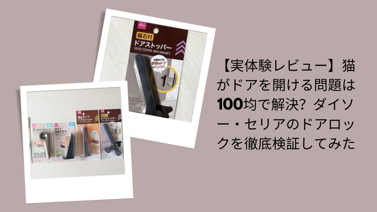 100均ドアロック徹底検証レビュー, 猫がドアを開ける問題を100均で解決？, ダイソー・セリアドアロック実体験レビュー, 100均ドアロック使ってみた感想