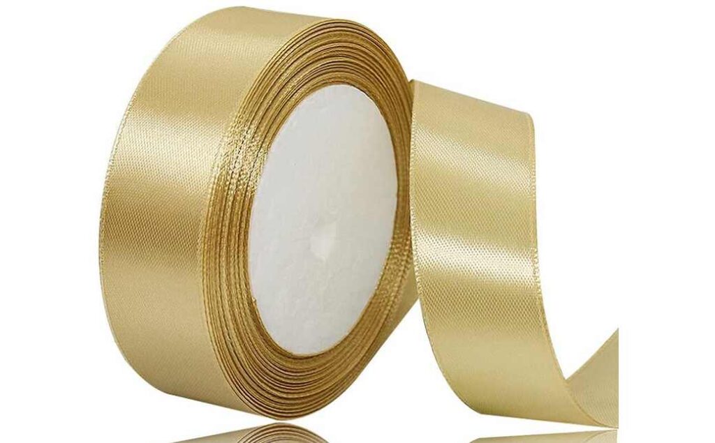 25mm ゴールド 縦長サテンリボン