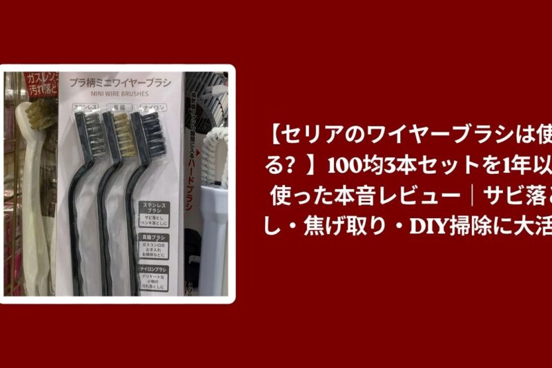 セリア ワイヤーブラシ 使える レビュー, ワイヤーブラシ セリア 100均 1年以上 使用感, セリア ワイヤーブラシ サビ落とし 焦げ取り, ワイヤーブラシ セリア DIY掃除 本音レビュー